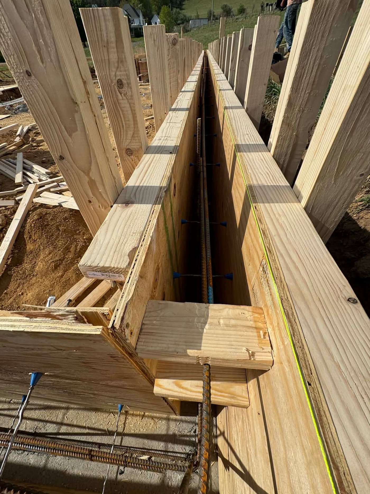 Formed concrete footing with rebar in Charlotte NC