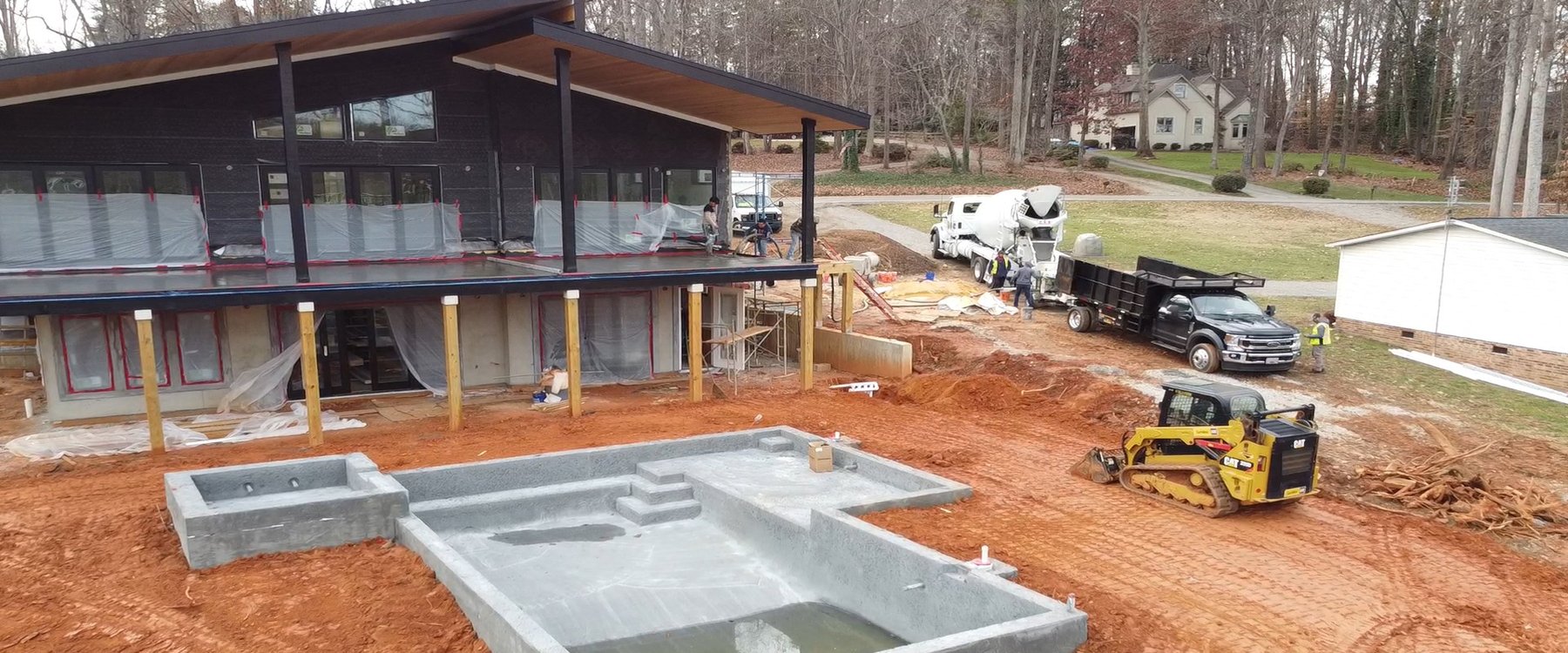 Pool and patio under construction