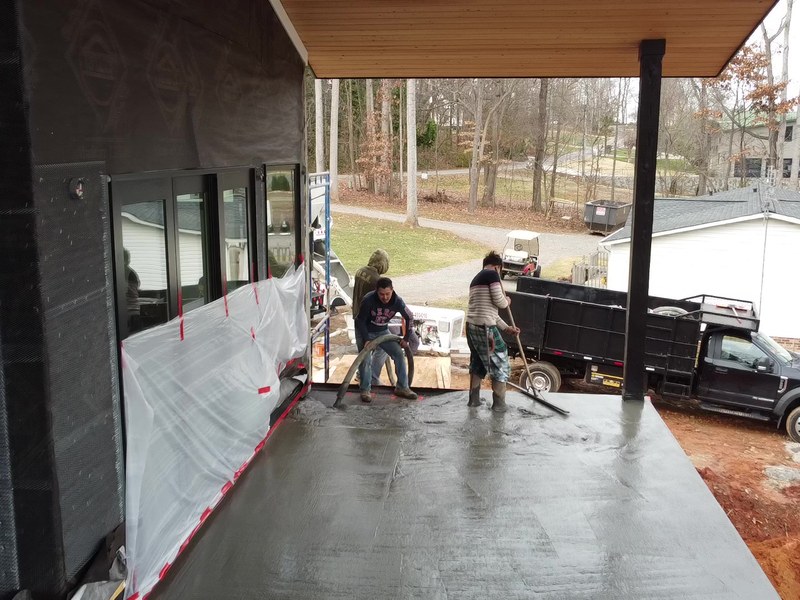 Stamped concrete terrace with steps Cornelius NC - MCR Concrete